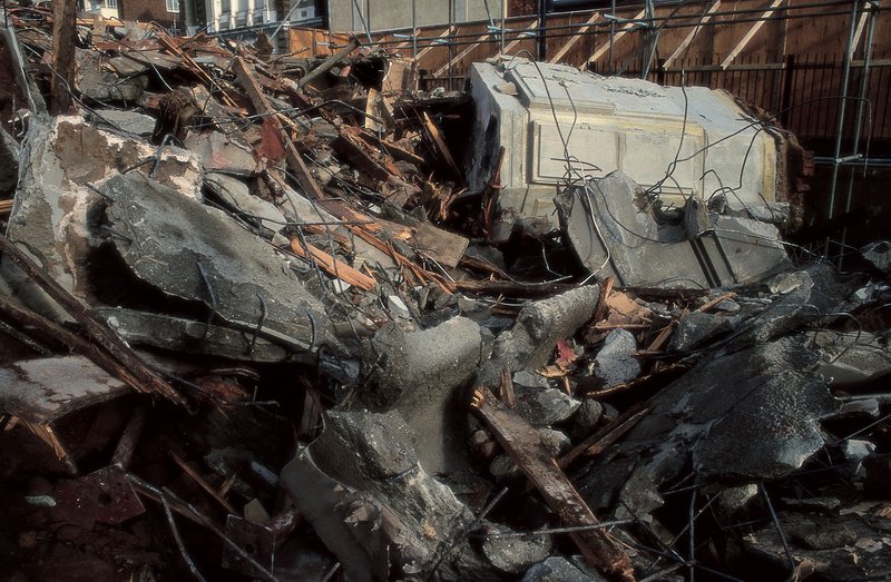 The rubble and the wreckage of the demolition of House as it nears "completion". Photograph: Stephen White