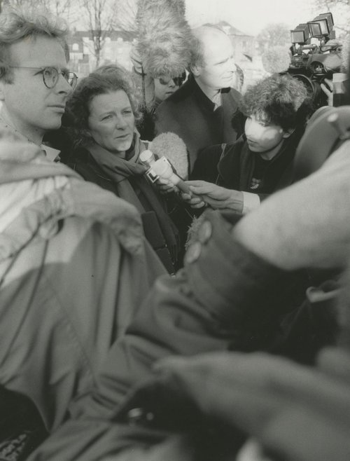 Rachel Whiteread taking questions from the press. Photograph: Stephen White