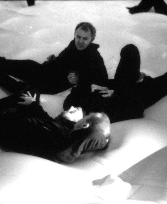Dana Caspersen, William Forsythe & Joel Ryan in their installation Tight Roaring Circle, 1997. 