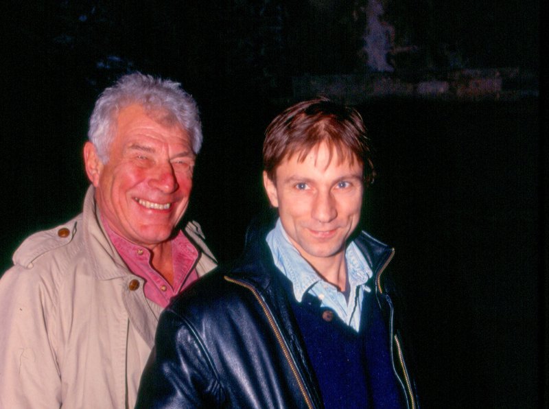 Image: Portrait of the artists John Berger and Simon McBurney in the disused Strand tube station (1999) Photograph: Geraint Lewis