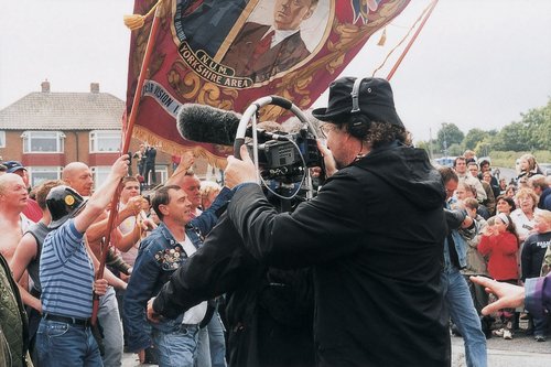 Image: Mike Figgis filming Jeremy Deller's re-enactment of the Battle of Orgreave, June 2001. Photograph: Parisa Taghizadeh