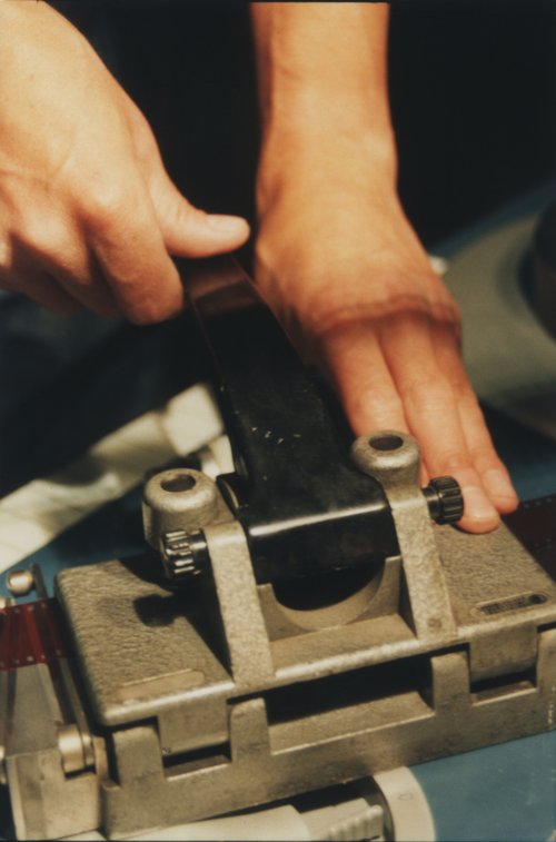 Image: Atom Egoyan installing Steenbeckett, 2002, at the former Museum of Mankind. Photograph: Thierry Bal