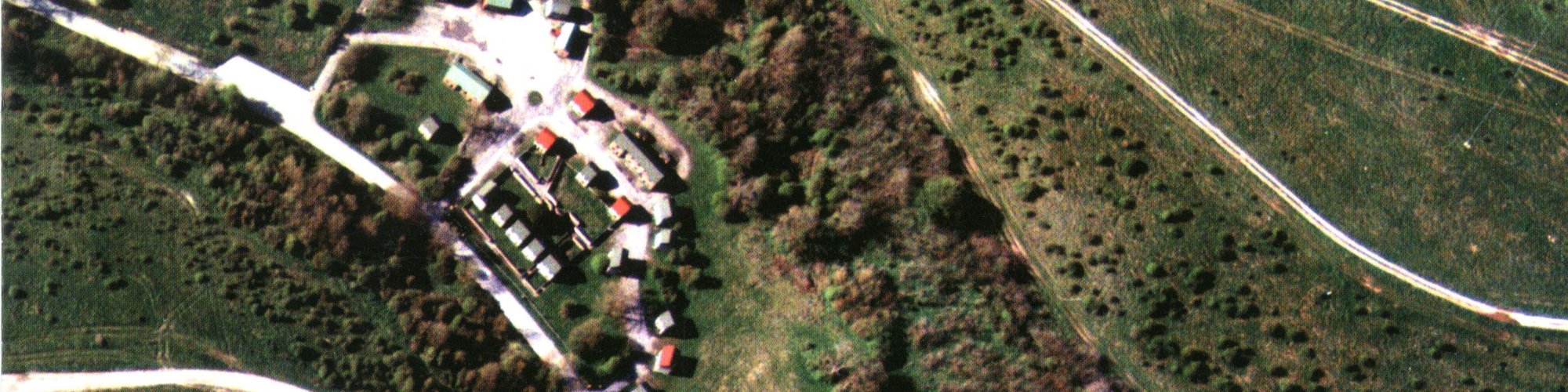 An aerial image of Imber village. Photograph © Crown copyright