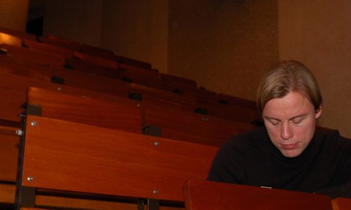 Gregor Schneider at the launch of the publication Die Familie Schneider, 2006. Photographer and location unknown