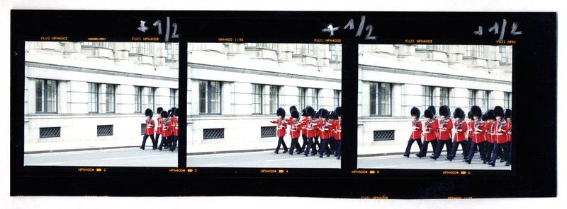 Image: Negatives contact sheet for Guards (2005). Francis Alÿs, Seven Walks (2005)