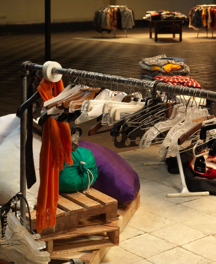 Coat hangers on a clothing rail, part of Mens Suits by Charles LeDray (2009). Photograph: Julian Abrams