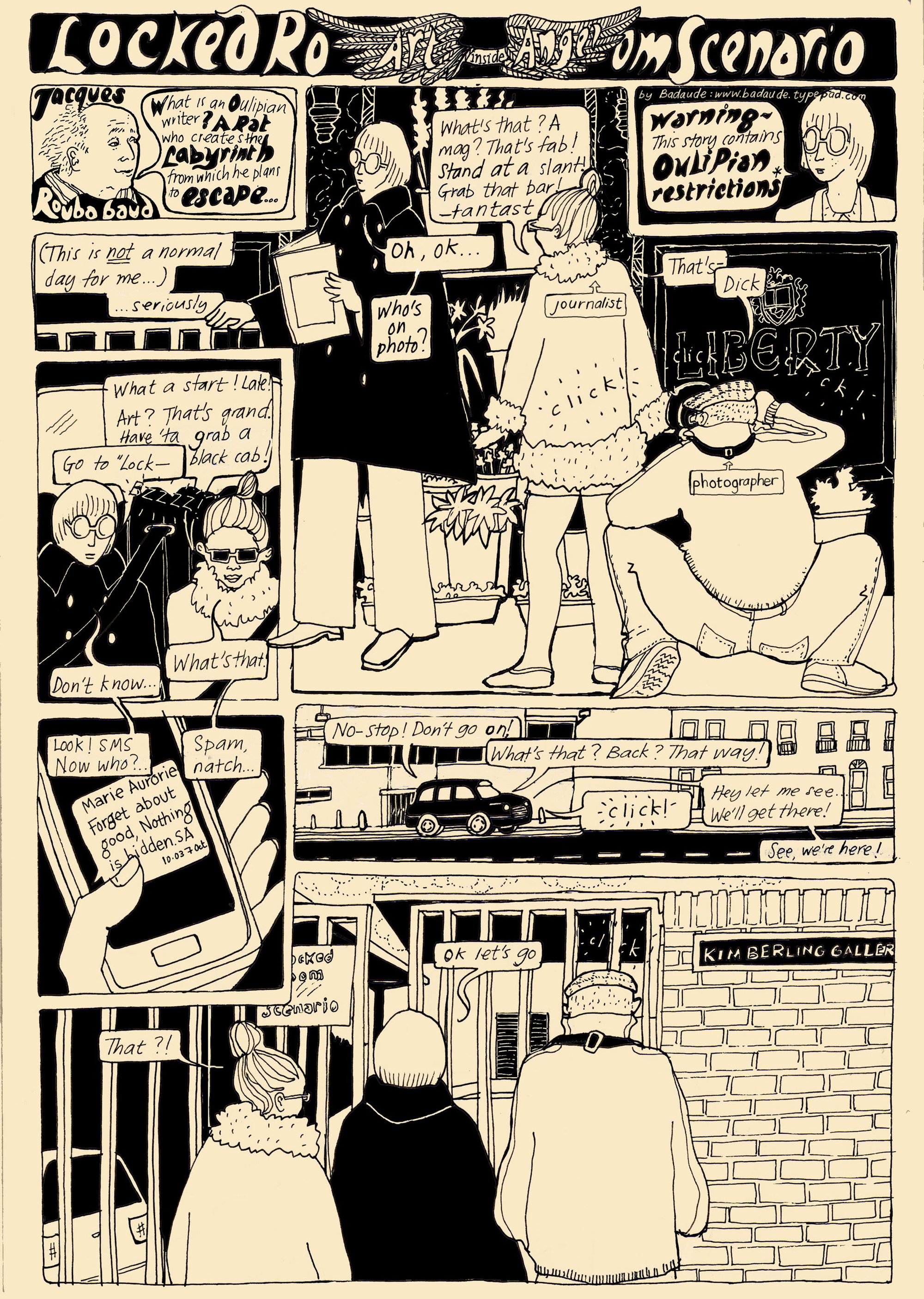 Badaude's illustration of her experience at Locked Room Scenario 2011. 1 of 4 pages.