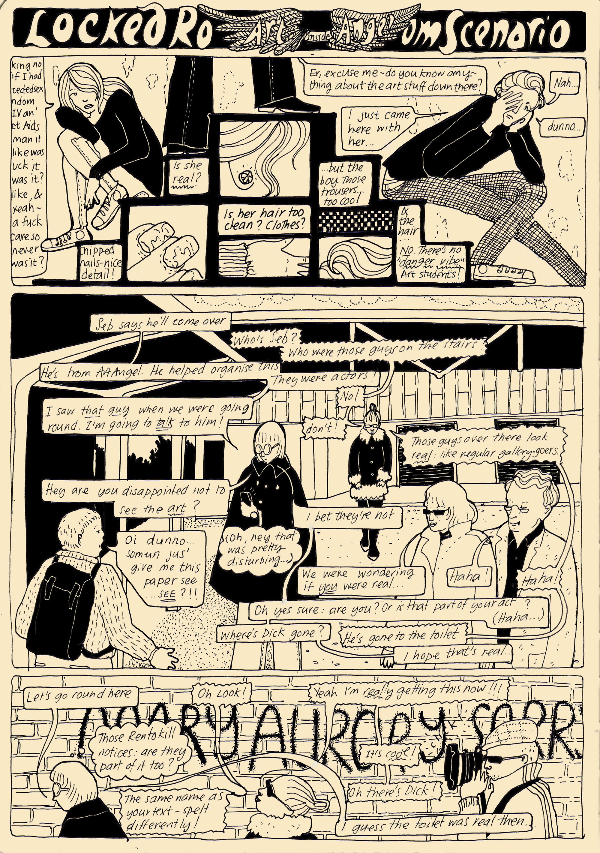Badaude's illustration of her experience at Locked Room Scenario 2011. 3 of 4 pages.