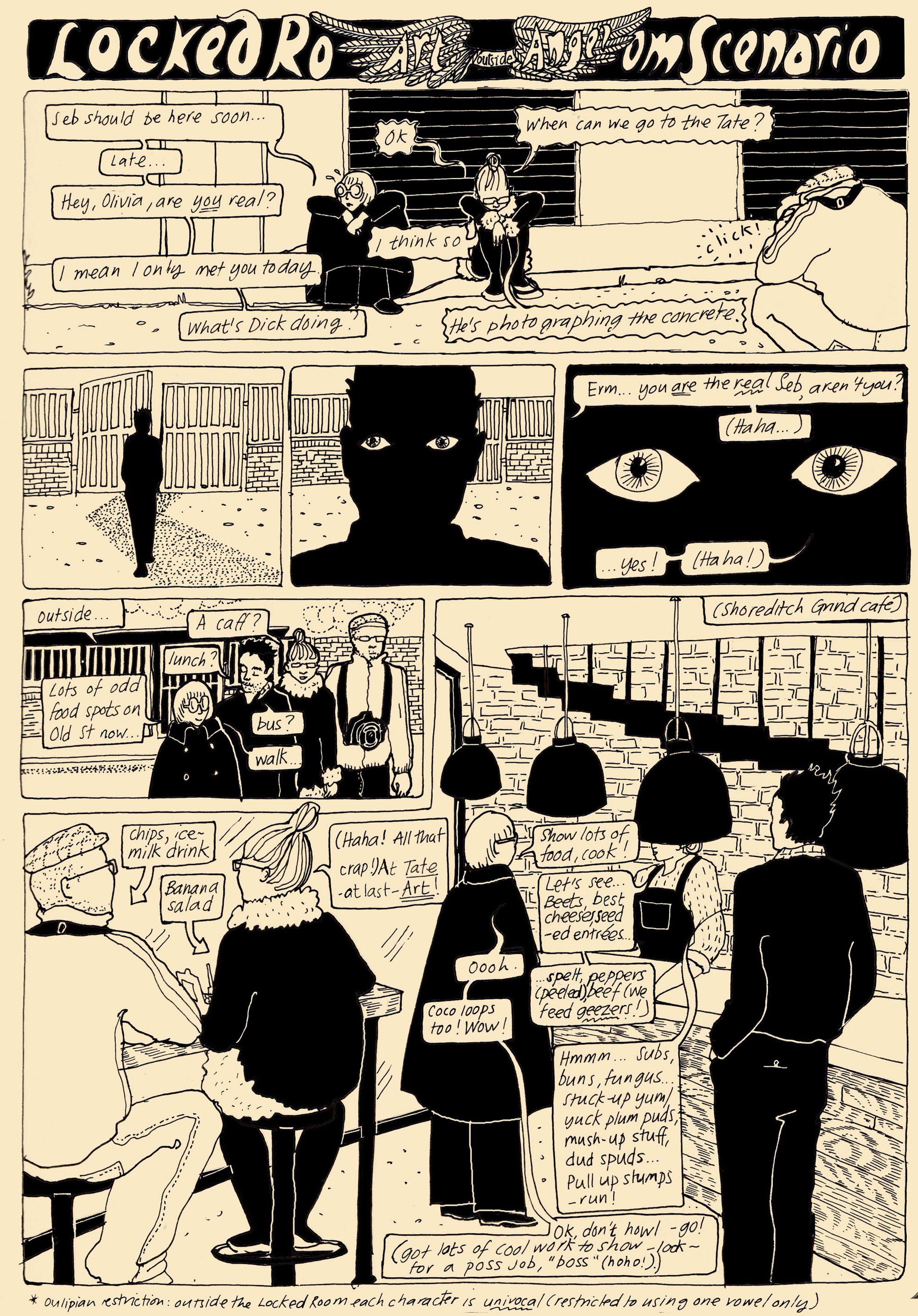 Badaude's illustration of her experience at Locked Room Scenario 2011. 4 of 4 pages.