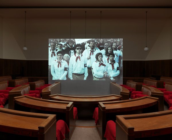 Image: Yael Bartana, Zamach (Assasination), 2012 at Hornsey Town Hall, 2012. Courtesy Marcus Leith