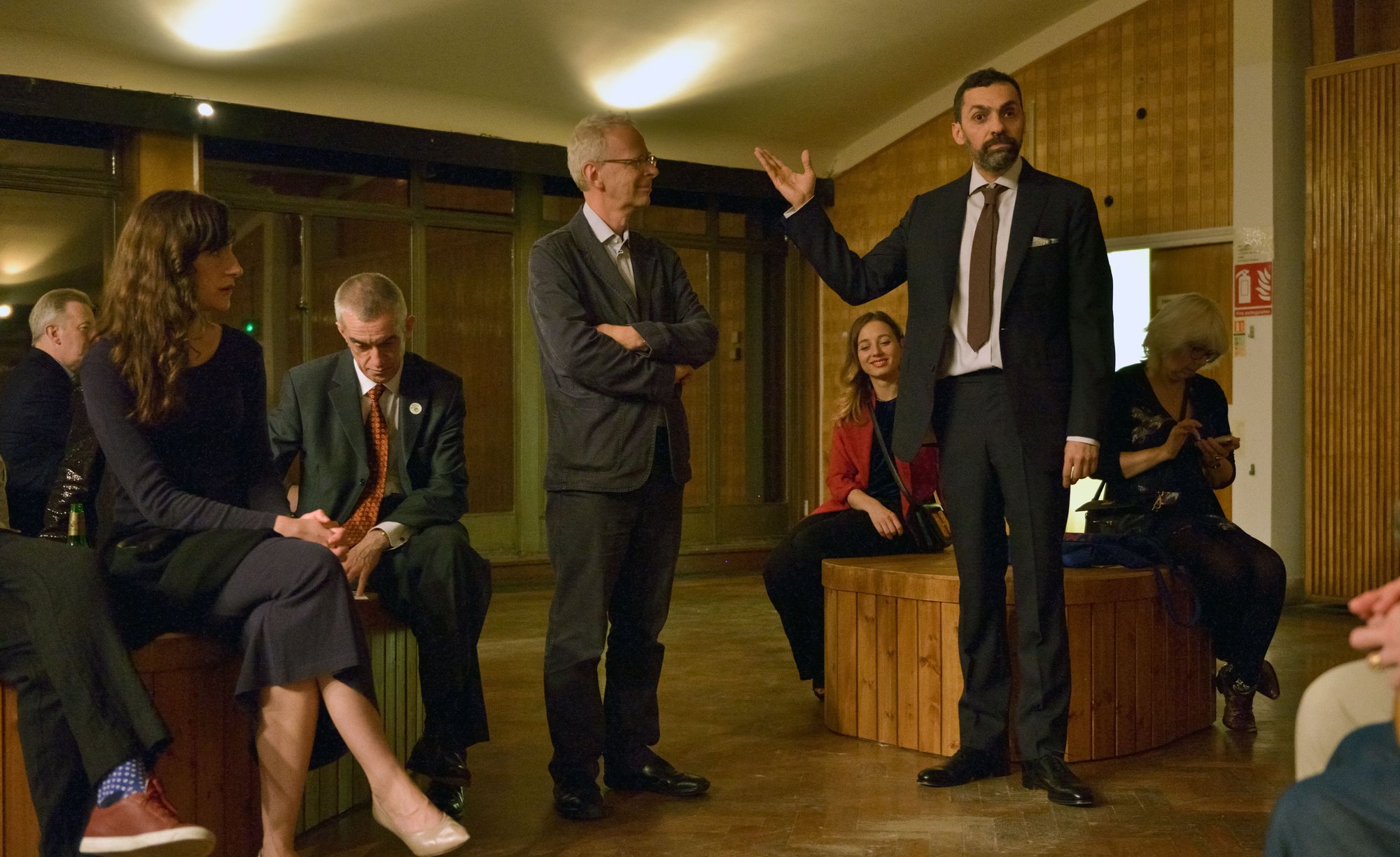 James Lingwood introduces José Damasceno at the opening of Plot (2014). Photograph: Ewa Herzog