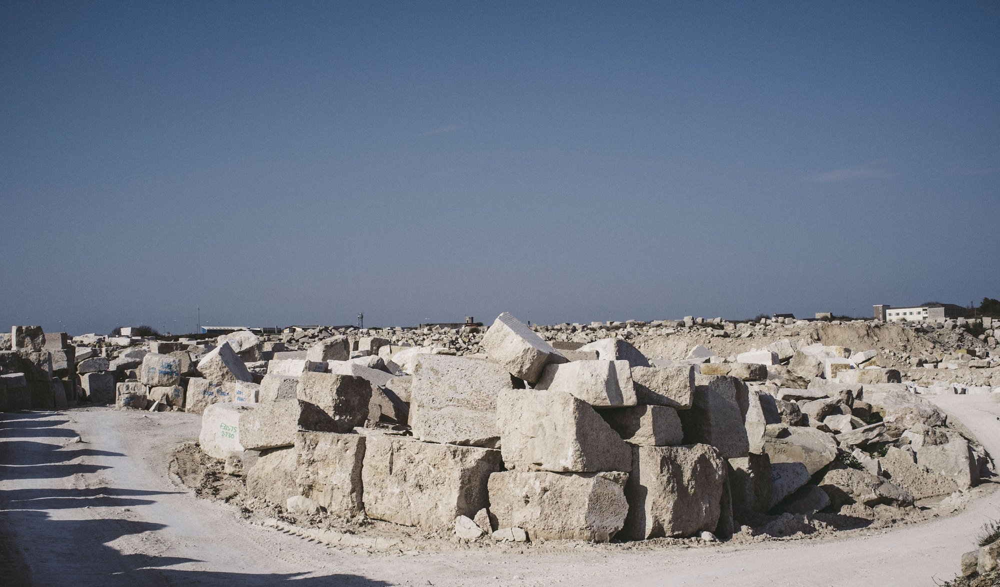 Quarried Portland stone at Bowers Quarry, the Isle of Portland, April 2015. Photograph: Brendan Buesnel