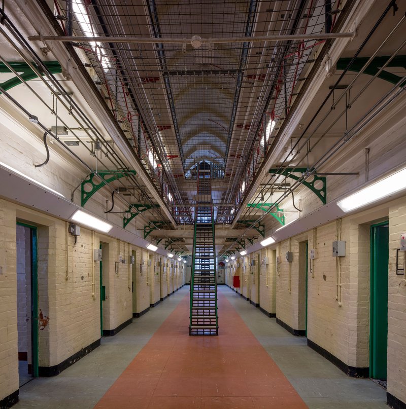 A corridor with cells either side in HM Prison Reading. Photograph: Morley von Sternberg, June 2016