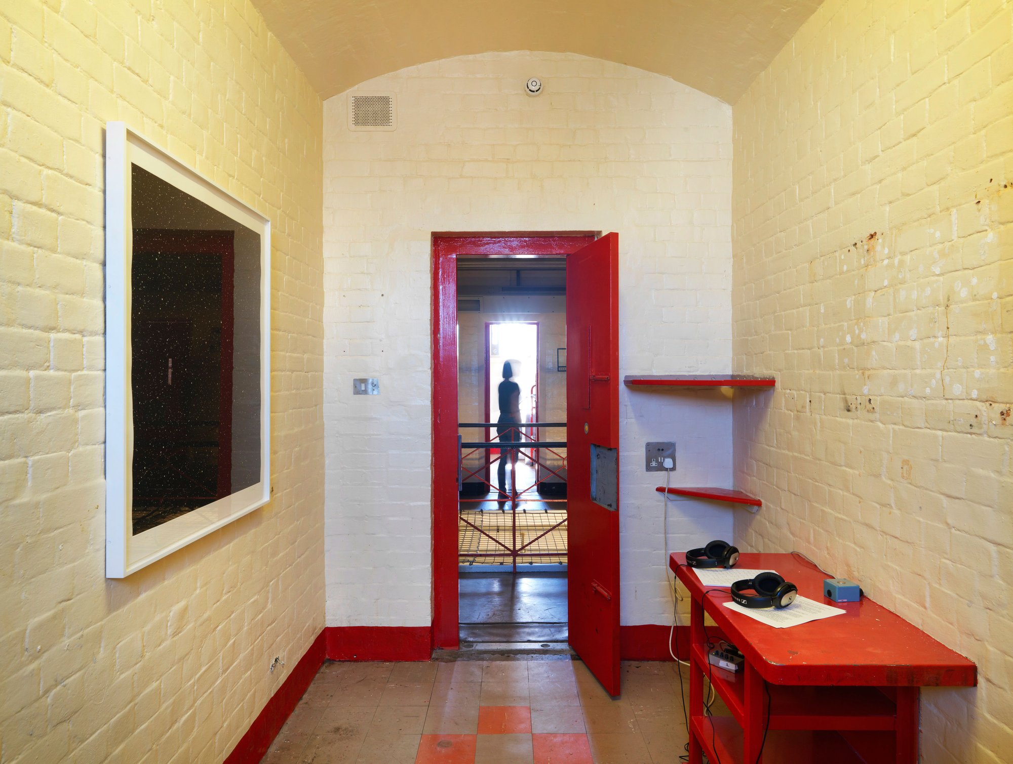 Vija Celmins's Untitled #1 (2016). Materials: Mezzotint on Hahnemühle copperplate bright white paper. Courtesy the artist and Matthew Marks Gallery with Tahmima Anam's Letter to My Unborn Daughter, 2016. Materials: Handwritten and typed letter, plus audio recording, 12:16. Installed as part of Inside: Artists and Writers in Reading Prison. Photograph: Marcus J Leith, 30 August 2016 