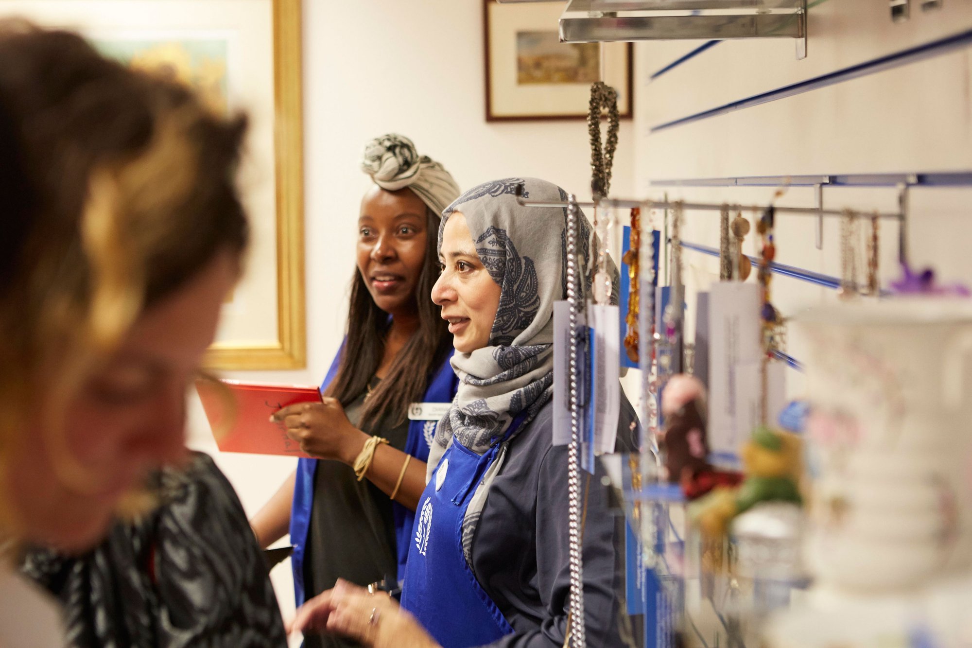Shop manager Diana Ngonyama and shop worker Latifa Rahman. Photograph: Hugo Glendinning