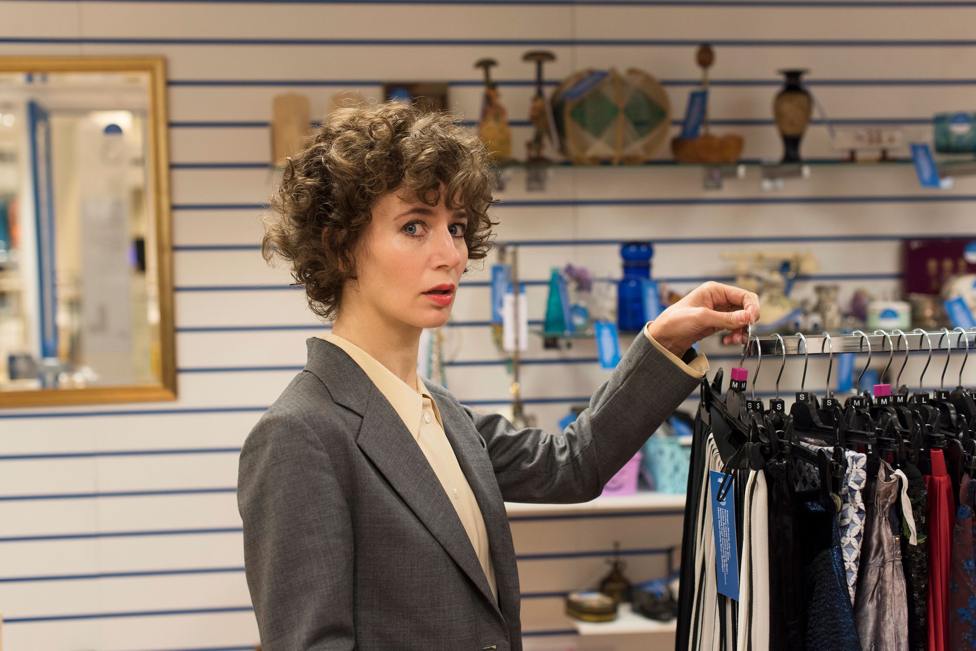 Miranda July inside Artangel & Miranda July present Norwood Jewish Charity Shop, London Buddhist Centre Charity Shop & Spitalfields Crypt Trust Charity Shop in solidarity with Islamic Relief Charity Shop at Selfridges, 31 August 2017. Photograph: Hugo Glendinning