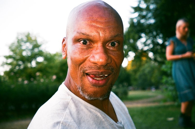 Errol McGlashan during filming of Here for Life in Nomadic Community Gardens, 2018. Photograph: Therese Henningsen