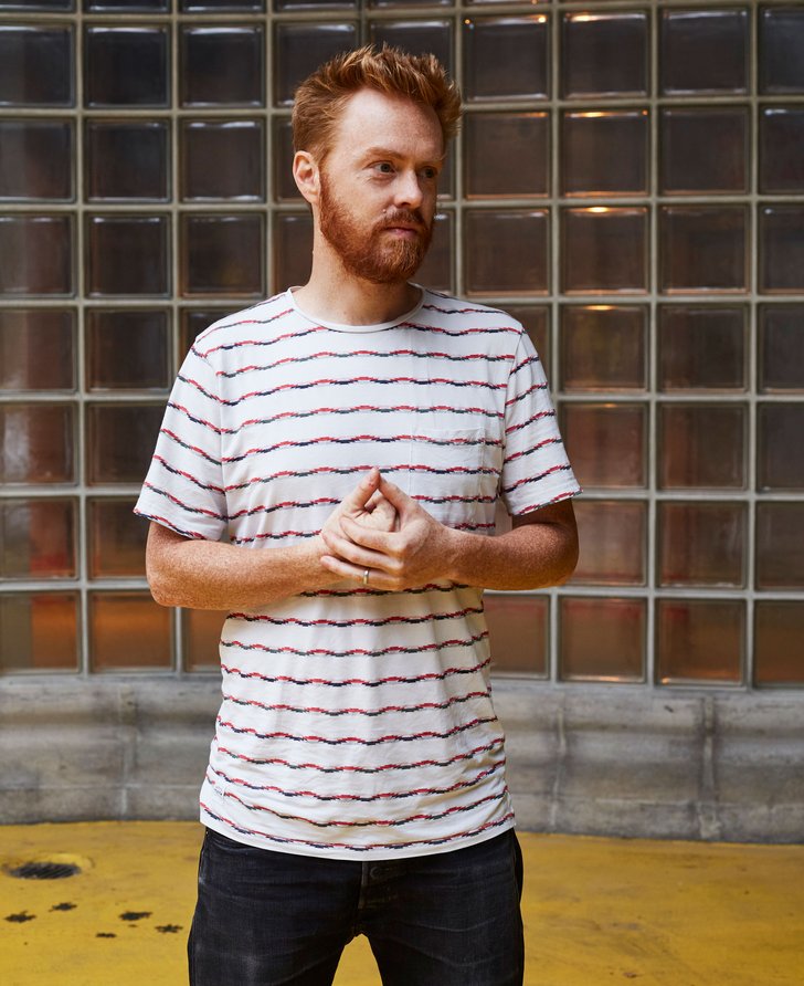 Evan Roth at the preview event for Red Lines hosted by Viaduct Showroom, 4 September 2018. Photograph: Matthew Andrews