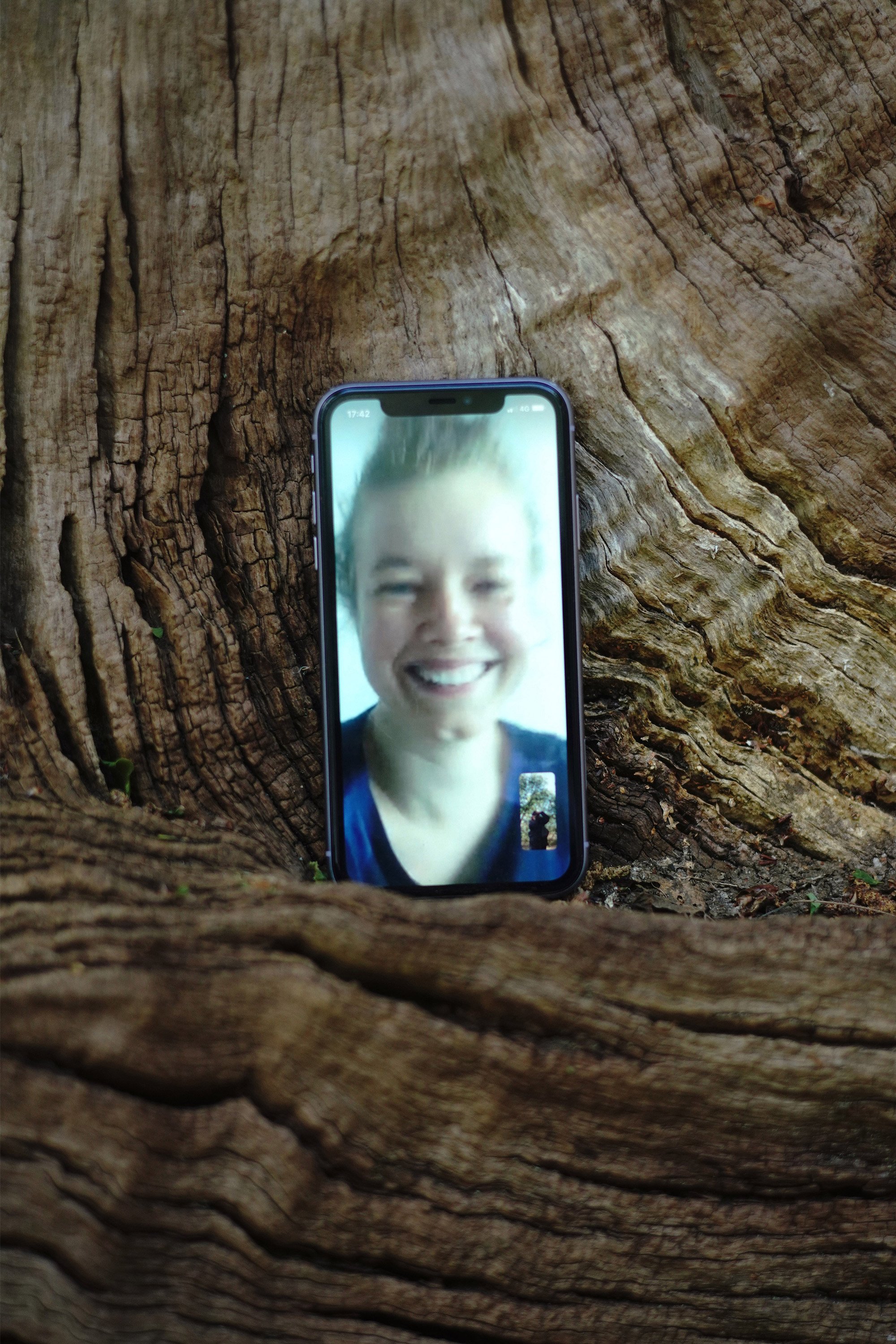 Sophie Le Roux and Rosalie Schweiker, distant digital body shot, 2020. Suffolk countryside and South London. Photo: Sophie Le Roux.