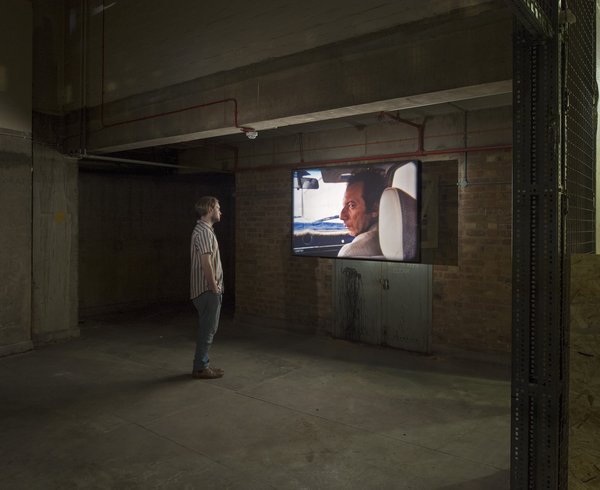 Taxi Passenger by Ben Rivers, projection at Television Centre, June 2015. Photograph: Marcus Leith