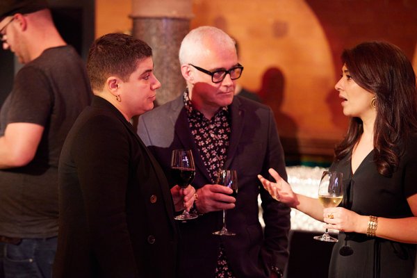Marina Doritis, Tony Stevenson and Mariam Mariam Zulfiqar in conversation at an Artangel event. Photograph: Matthew Andrews