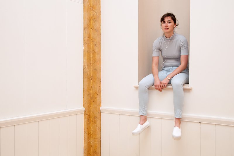 Image: Léann Herlihy during rehersals for The Touching Contract, the Pillar Room of the Rotunda Hospital, Dublin (2016). Photograph: Miriam O'Connor